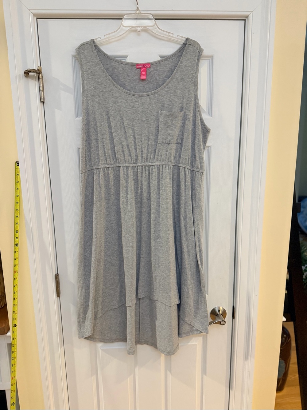 Ladies Size 3X "Mix & Co." Heather Gray Sleeveless Pocket Casual Dress GUC